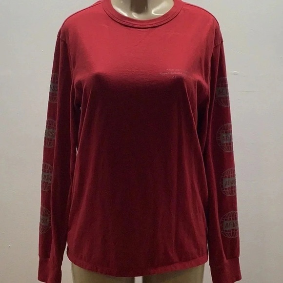 American Eagle Red Long Sleeve Tee Size Medium Preloved - Picture 1 of 7